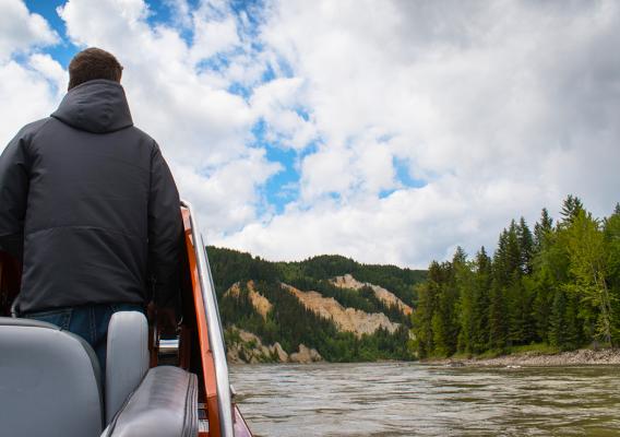 Man boating on the Fraser River