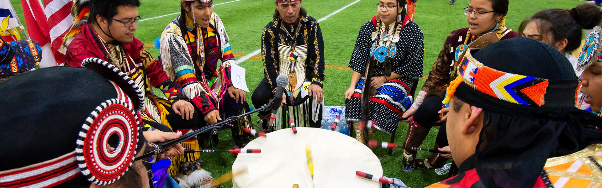 Local First Nations' drumming and singing